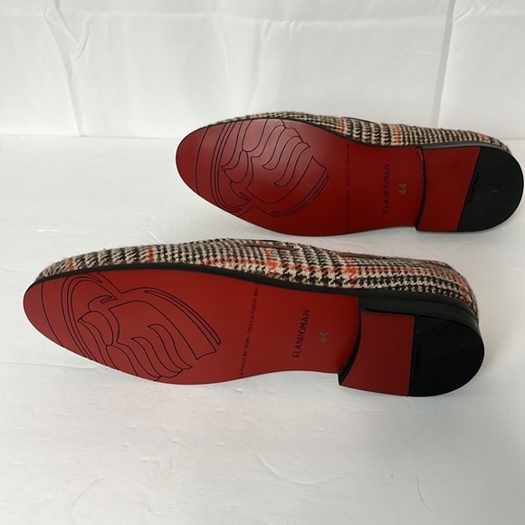 ELANROMAN men’s loafers. Velvet. Hounds tooth, hip-hop fashion, tassels.